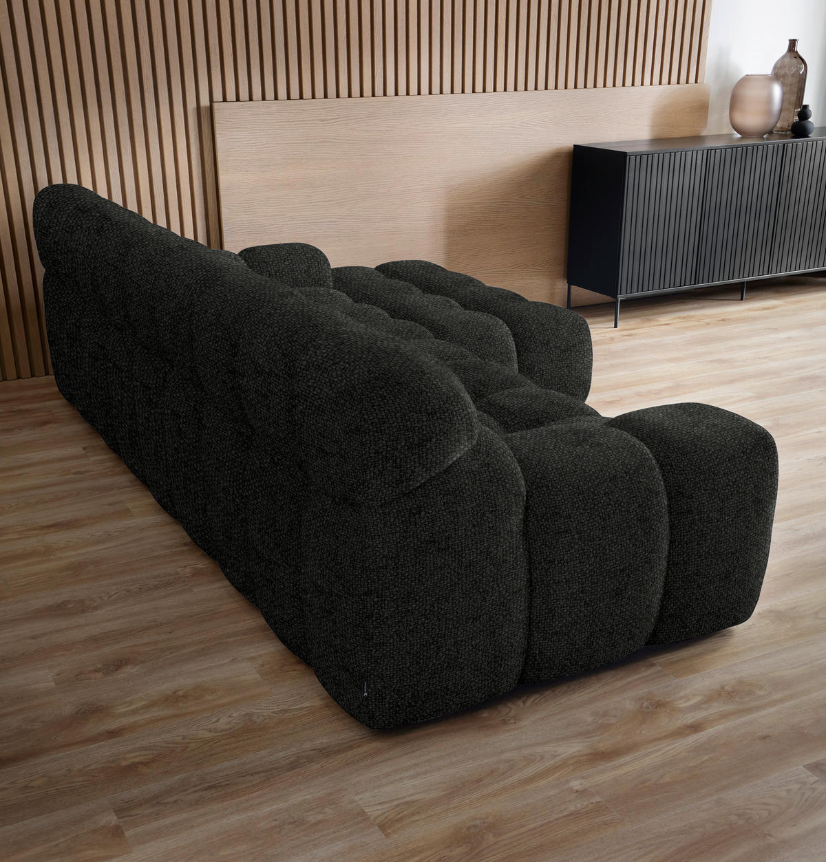 ECKSOFA in Webstoff Schwarz  - Schwarz, Modern, Kunststoff/Textil (297/180cm) - Welnova