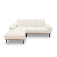 ECKSOFA Weiß Mikrofaser  - Wildeiche/Schwarz, Design, Textil/Metall (242/170cm) - MID.YOU
