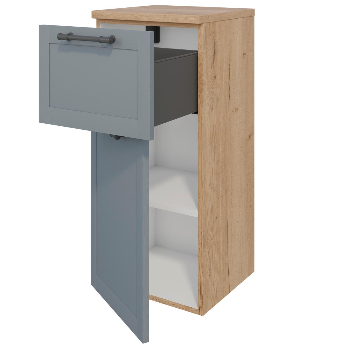 HIGHBOARD  - Edelstahlfarben/Eichefarben, MODERN, Holzwerkstoff/Metall (40/88,5/38cm) - Celina Home