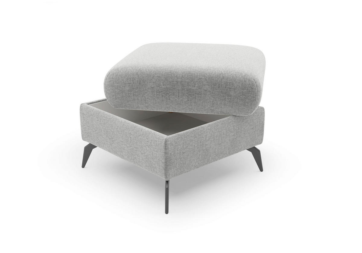 HOCKER Flachgewebe Hellgrau  - Hellgrau/Schwarz, KONVENTIONELL, Textil/Metall (58/50/58cm) - Sit & More