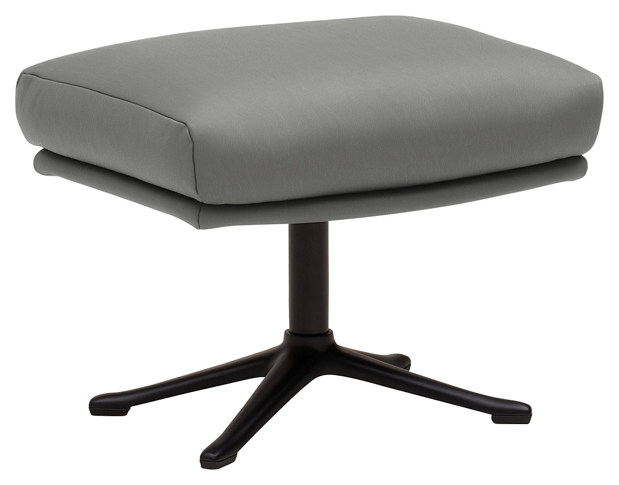 HOCKER in Leder Grau  - Schwarz/Grau, Design, Leder/Metall (54/41/41cm) - home24