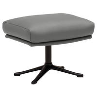 HOCKER in Leder Grau  - Schwarz/Grau, Design, Leder/Metall (54/41/41cm) - home24