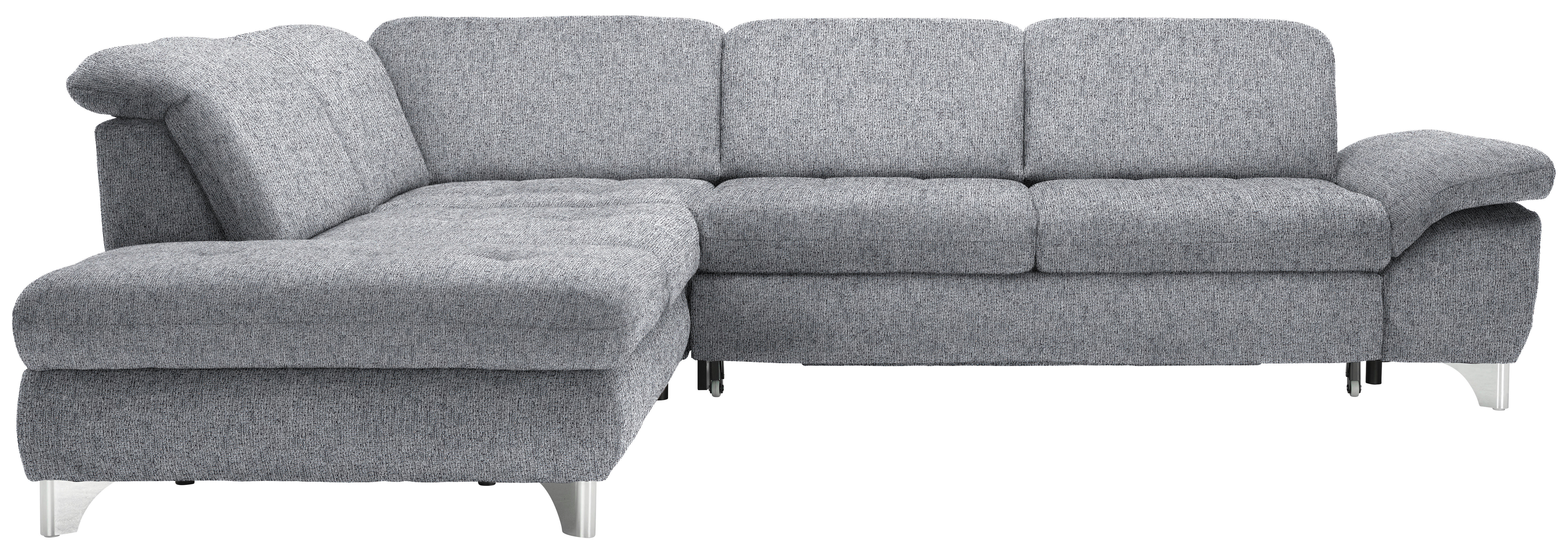 ECKSOFA in Webstoff Grau  - Alufarben/Grau, Design, Textil/Metall (260/319cm) - Beldomo Style