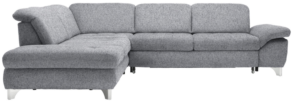 ECKSOFA in Webstoff Grau  - Alufarben/Grau, Design, Textil/Metall (260/319cm) - Beldomo Style