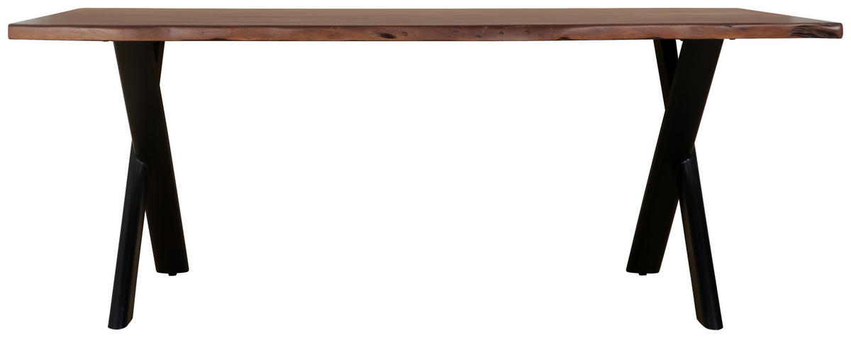 ESSTISCH in Holz, Metall 200/100/76 cm   - Walnussfarben/Schwarz, MODERN, Holz/Metall (200/100/76cm) - Livetastic