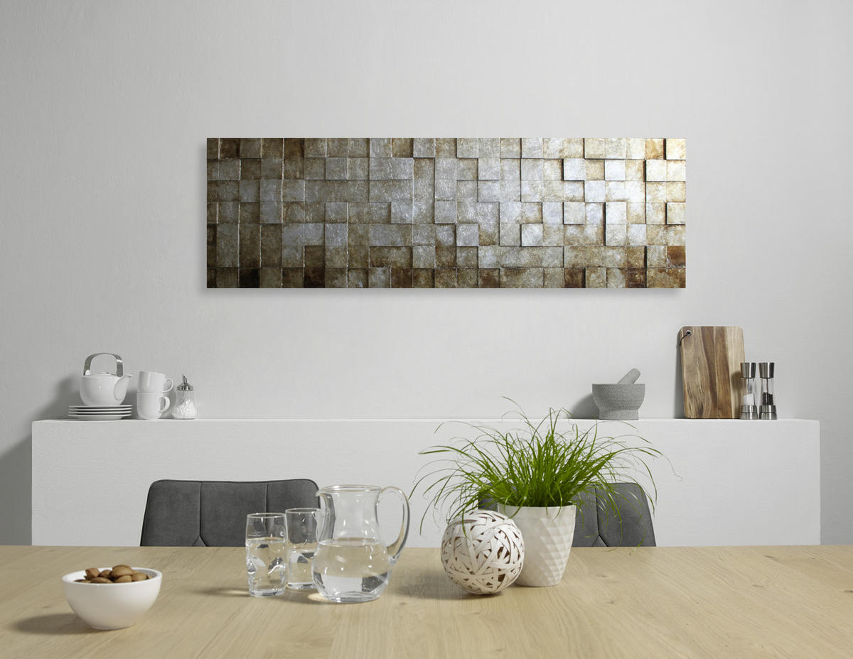 OBJEKTBILD Strukturen 180/56 cm  - Silberfarben/Goldfarben, Design, Holz (180/56cm) - Monee