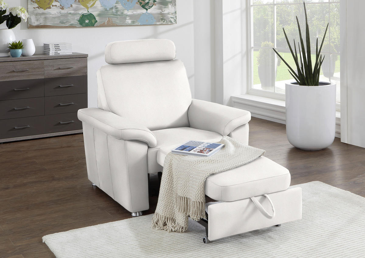 FERNSEHSESSEL in Webstoff Creme  - Silberfarben/Creme, KONVENTIONELL, Textil/Metall (102/91/91-159cm) - Beldomo System