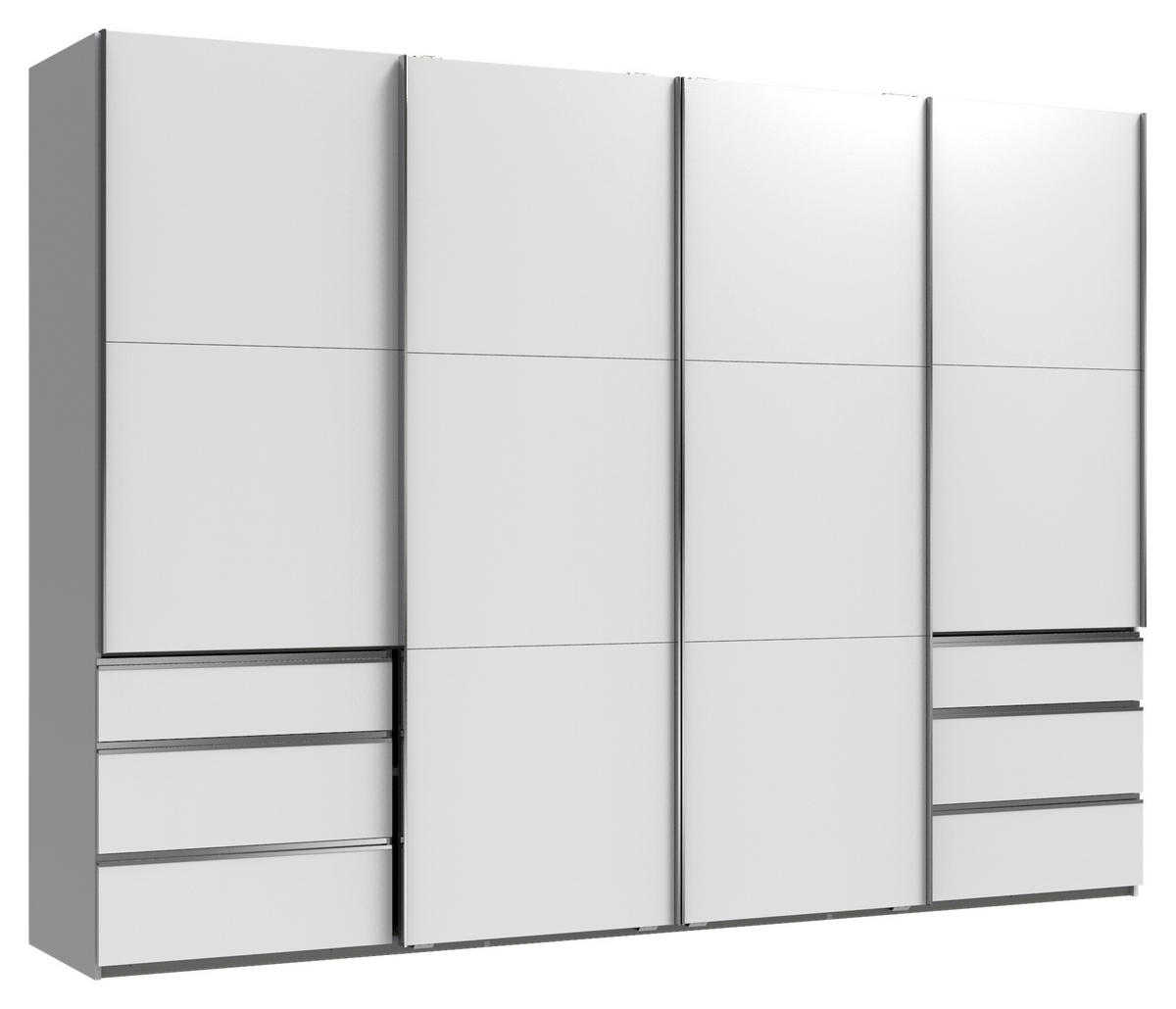 SCHWEBETÜRENSCHRANK 300/216/65 cm 4-türig Weiß  - Chromfarben/Weiß, MODERN, Holzwerkstoff (300/216/65cm) - MID.YOU