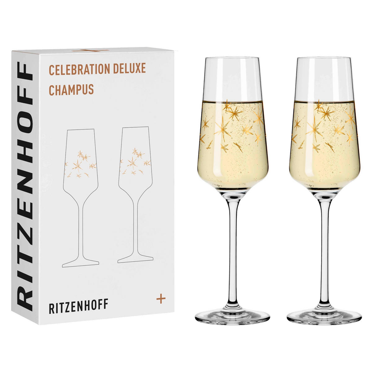 CHAMPAGNERGLAS Celebration Deluxe 230 ml 2-teilig  - Goldfarben, Glas (14,9/26,6/7,2cm) - Ritzenhoff