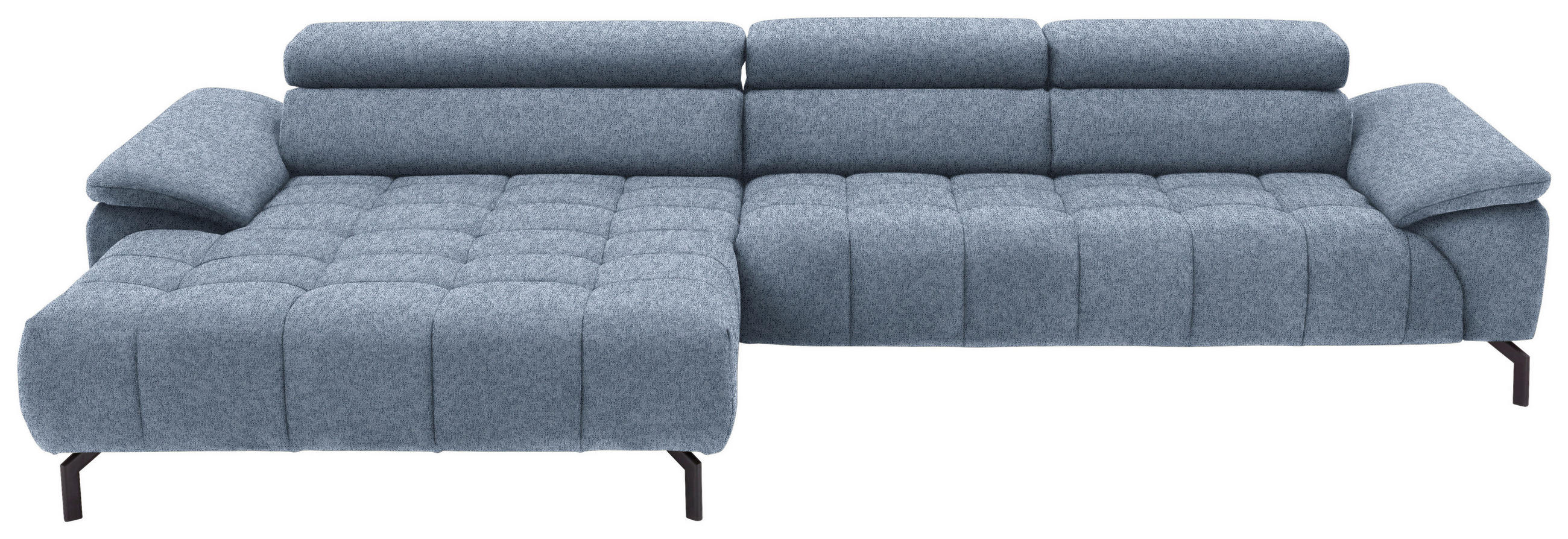 ECKSOFA in Webstoff Hellblau  - Schwarz/Hellblau, Design, Textil/Metall (190/329cm) - Beldomo Style