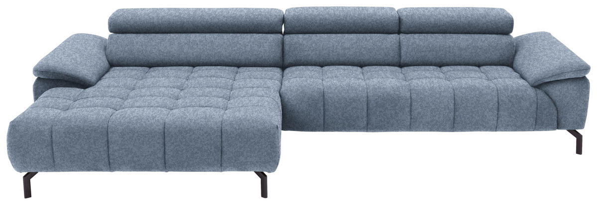 ECKSOFA in Webstoff Hellblau  - Schwarz/Hellblau, Design, Textil/Metall (190/329cm) - Beldomo Style