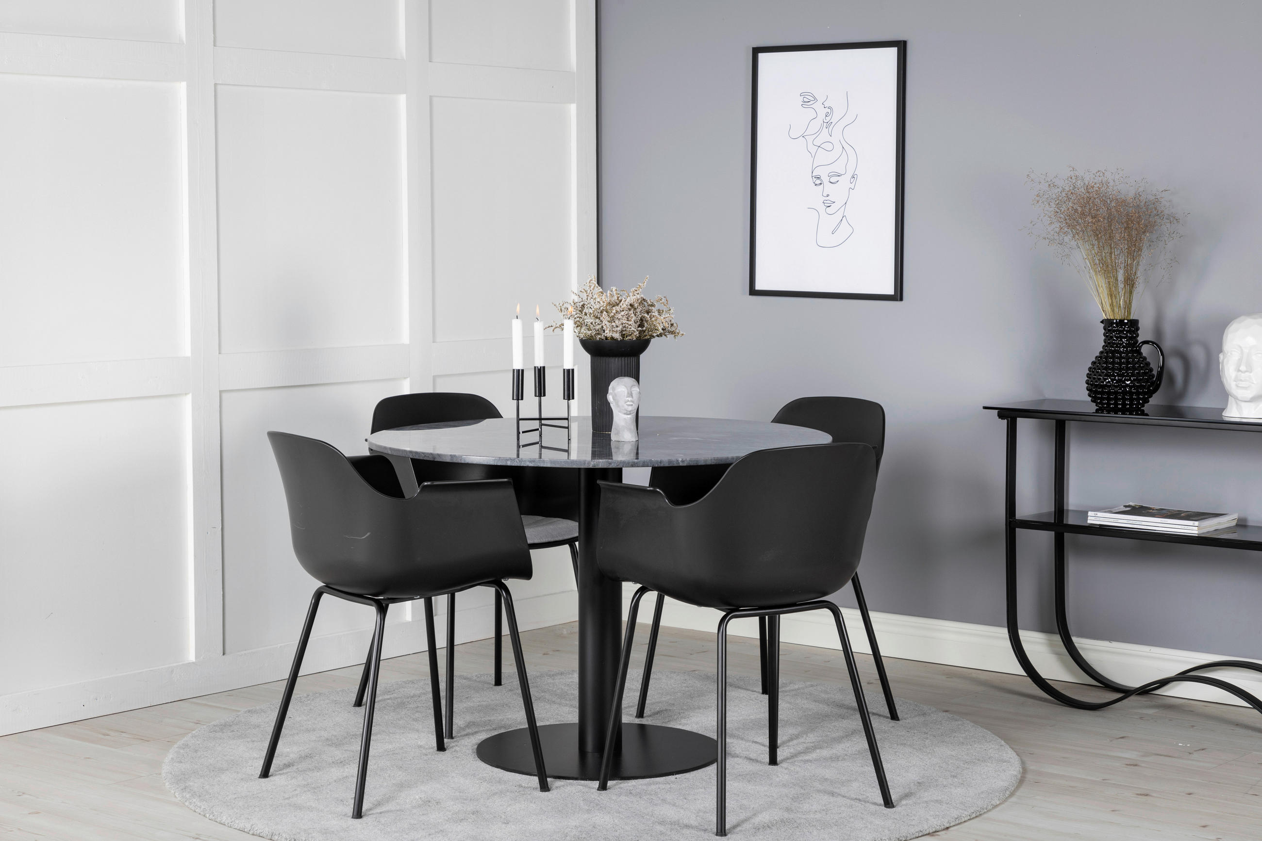MATBORD i metall, sten 106/106/75 cm   - mörkgrå/svart, Design, metall/sten (106/106/75cm) - Livetastic
