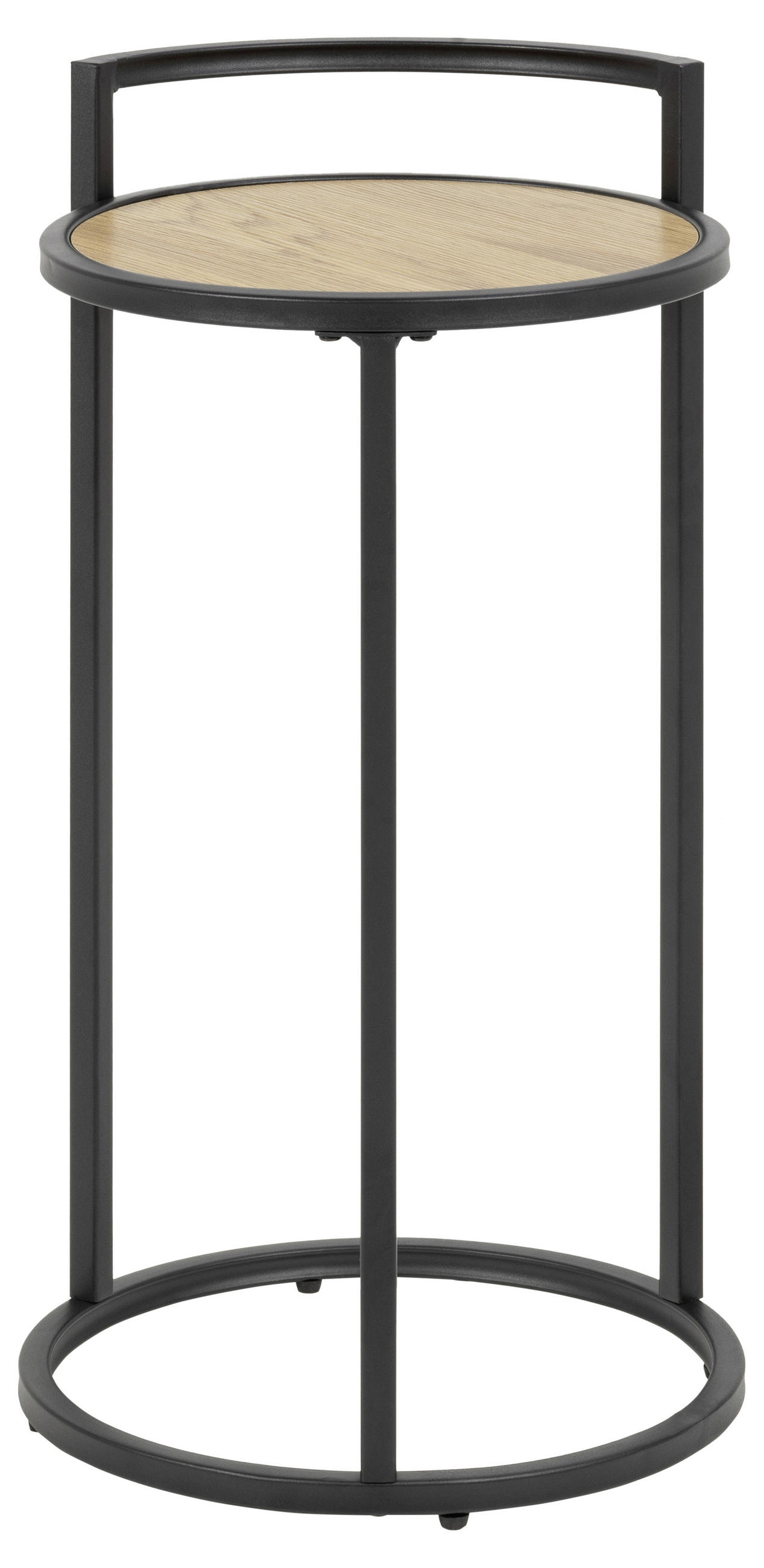 BEISTELLTISCH rund Schwarz, Eichefarben - Eichefarben/Schwarz, KONVENTIONELL, Metall (33/33/65cm) - MID.YOU