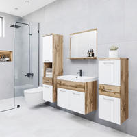 BADEZIMMER 5-teilig  in 120 cm  - Silberfarben/Eiche Wotan, LIFESTYLE, Holzwerkstoff/Metall (120cm) - P & B
