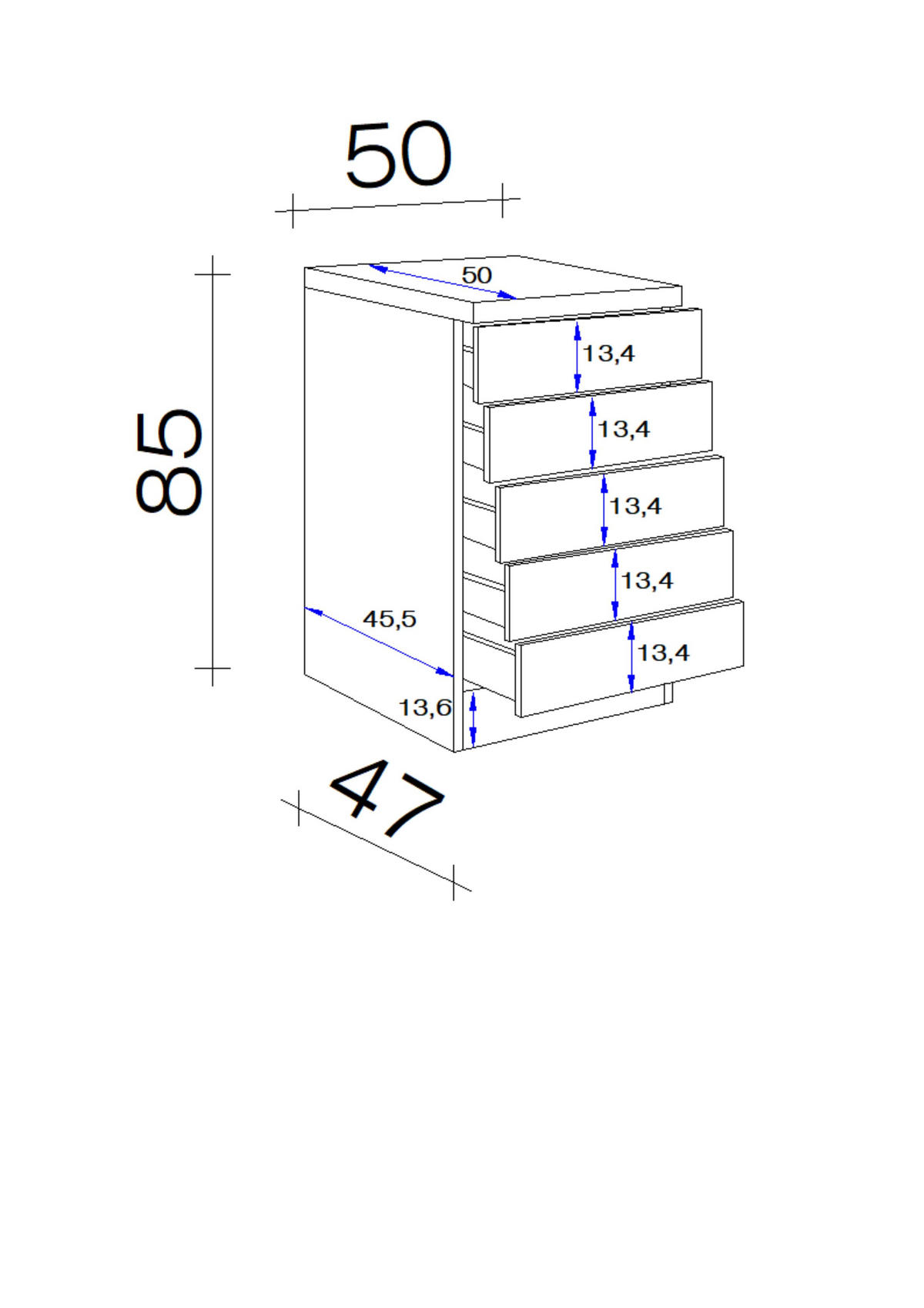 SCHUBKASTENUNTERSCHRANK 50/85/50 cm  in Weiß  - Hellgrau/Weiß, KONVENTIONELL, Holzwerkstoff/Kunststoff (50/85/50cm) - FlexWell