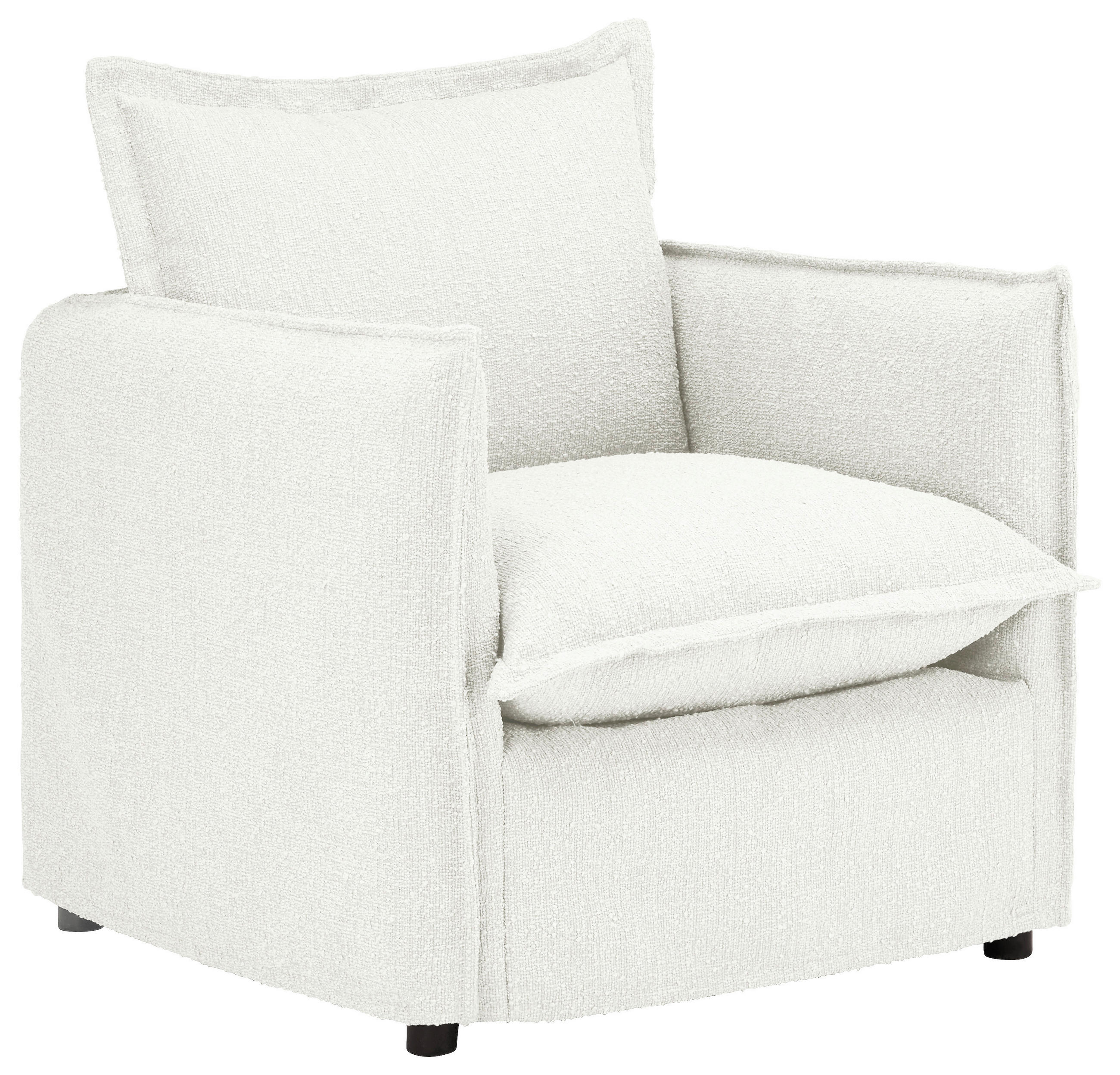 HUSSEN-SESSEL in Flachgewebe, Bouclé Weiss - Weiss/Schwarz, Trend, Textil/Metall (120/82/98cm) - Livetastic
