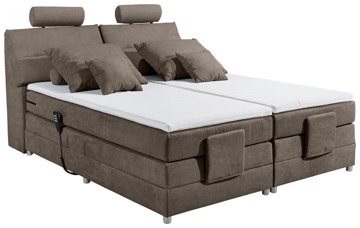BOXSPRING-ÁGY 180/200 cm  barna  - ezüst/barna, Modern, műanyag/faalapú anyag (180/200cm) - MID.YOU