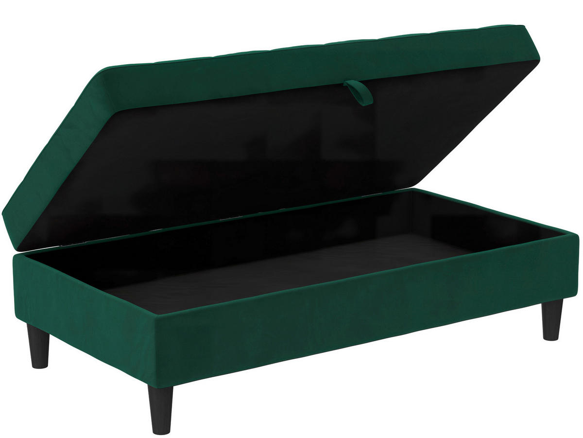 HOCKER in Textil Dunkelgrün  - Dunkelgrün/Schwarz, Basics, Kunststoff/Textil (130/43/69cm) - Livetastic
