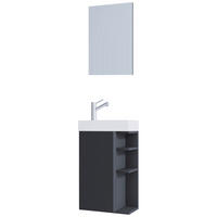 GÄSTBADRUM 40 cm  - vit/antracit, Modern, trämaterial/glas (40cm) - MID.YOU