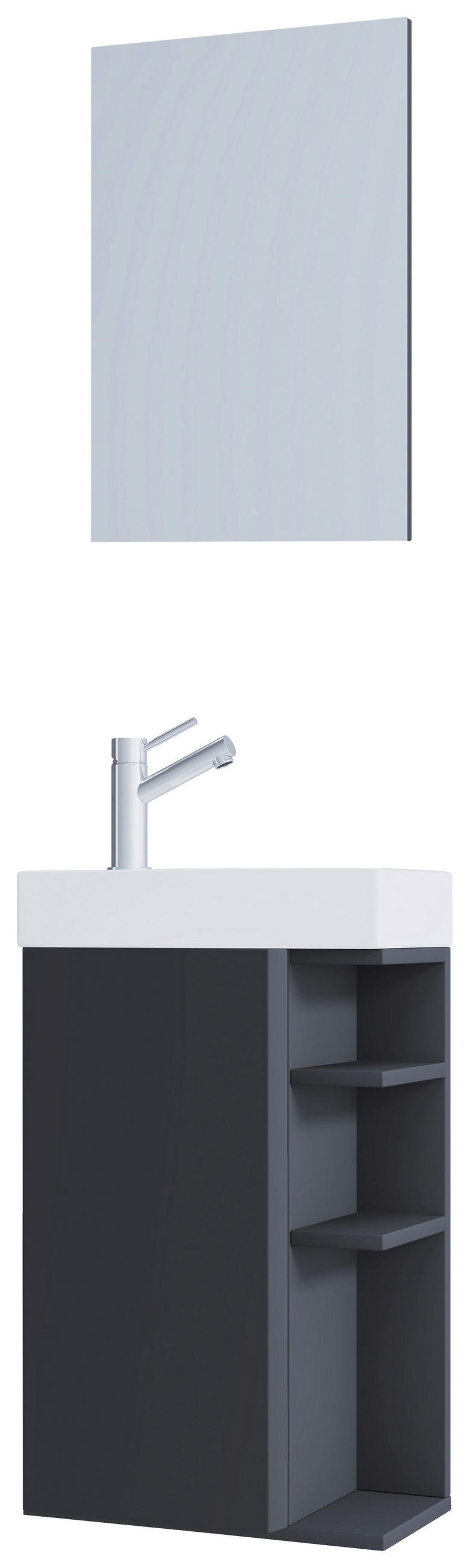 GÄSTBADRUM 40 cm  - vit/antracit, Modern, trämaterial/glas (40cm) - MID.YOU