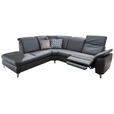 ECKSOFA Anthrazit Echtleder  - Chromfarben/Anthrazit, KONVENTIONELL, Leder/Metall (242/289cm) - Cantus