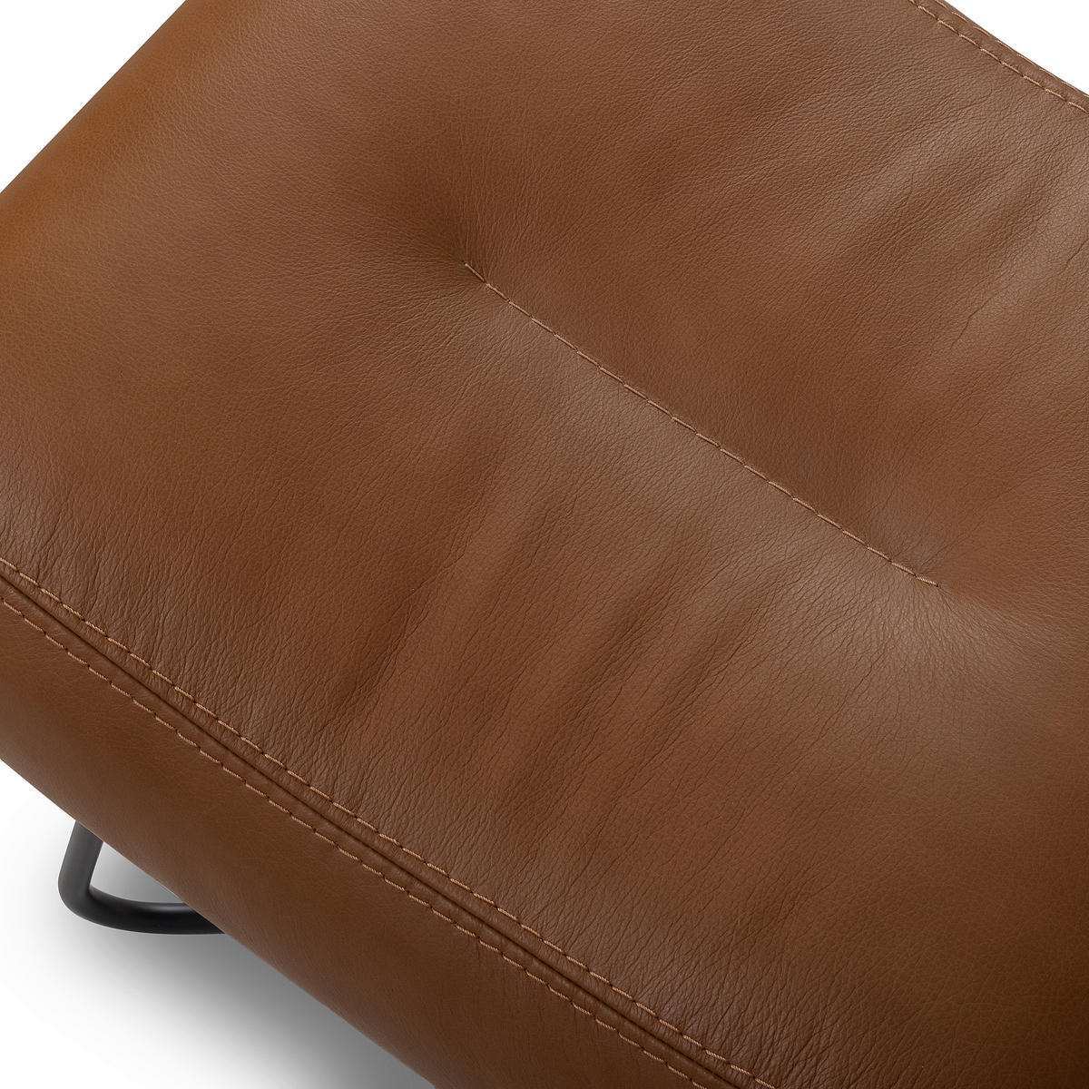 SESSELSET Echtleder Cognac  - Cognac/Kirschrot, Design, Leder/Metall (67/87/74cm) - Livetastic