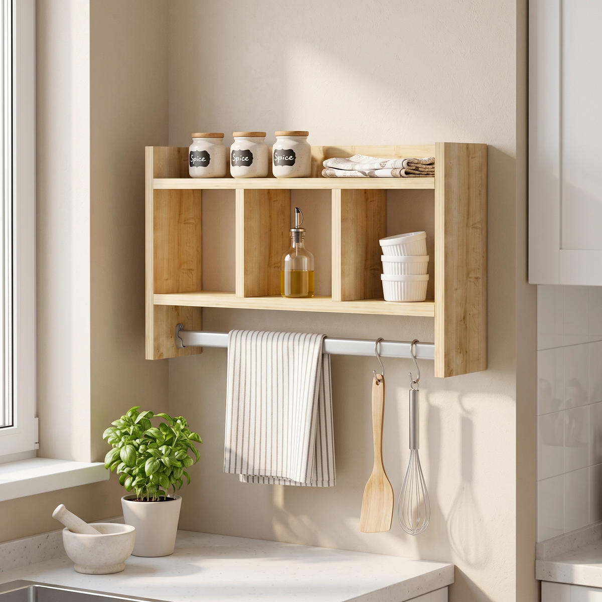 KÜCHENREGAL  - Eichefarben, Design, Holzwerkstoff (64/35/15cm) - Livetastic