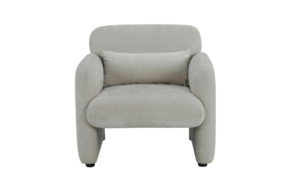 SESSEL in Samt Creme  - Creme/Schwarz, Design, Kunststoff/Textil (83/83/76cm) - MID.YOU