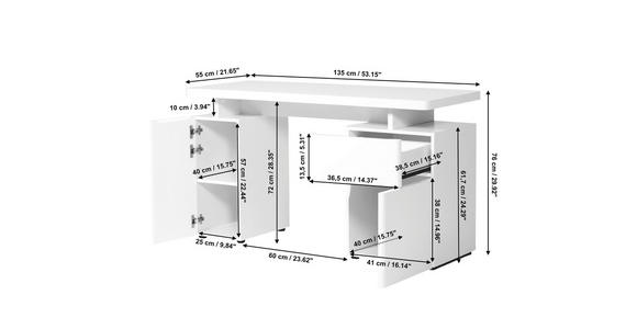 SCHREIBTISCH 140/55/76 cm in Weiß - Weiß, KONVENTIONELL, Holzwerkstoff (140/55/76cm) - Venda