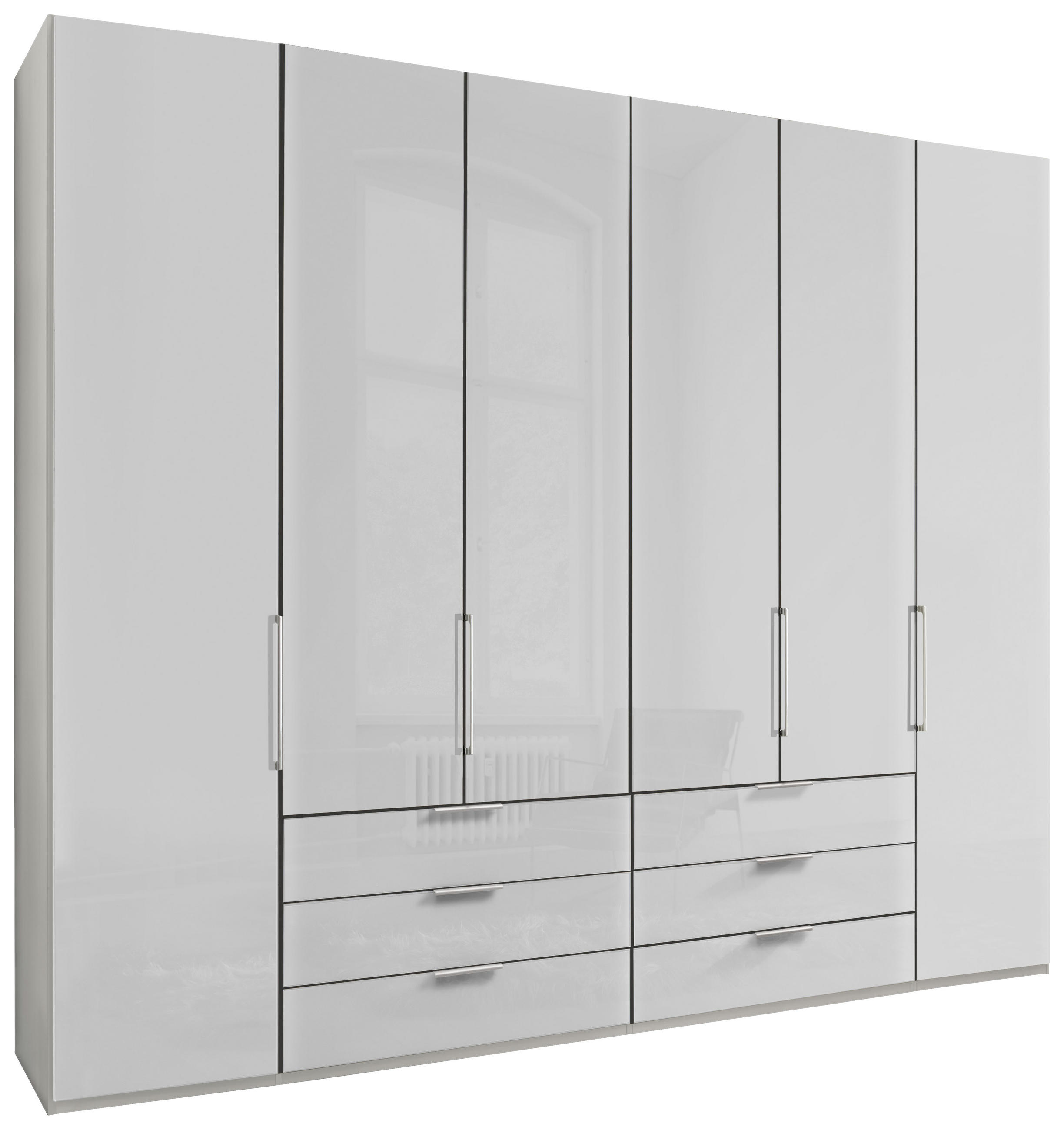 DREHTÜRENSCHRANK 6-türig Weiß - Chromfarben/Weiß, KONVENTIONELL, Glas/Holzwerkstoff (250/216/58cm) - Dieter Knoll