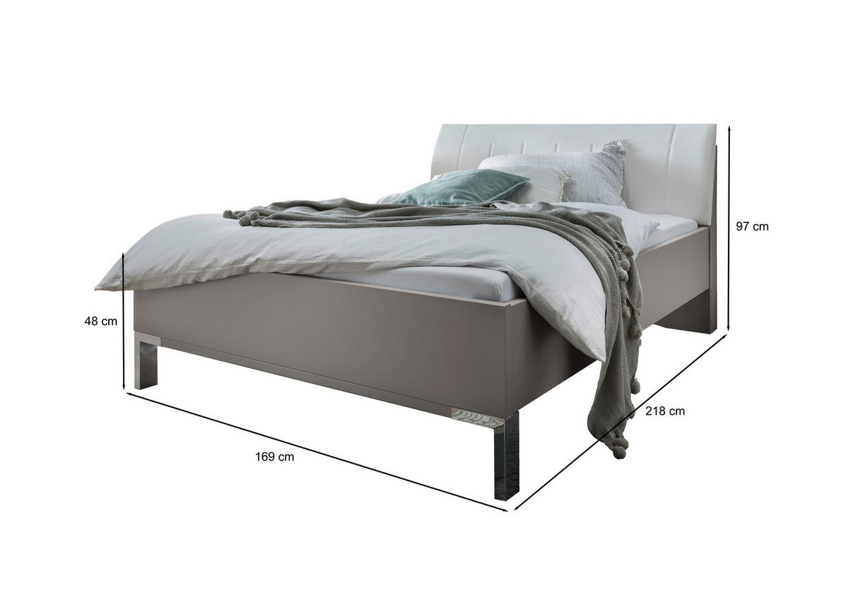 BETT 160/200 cm  in Grau, Weiss   - Chromfarben/Weiss, Konventionell, Holzwerkstoff/Textil (160/200cm) - Dieter Knoll
