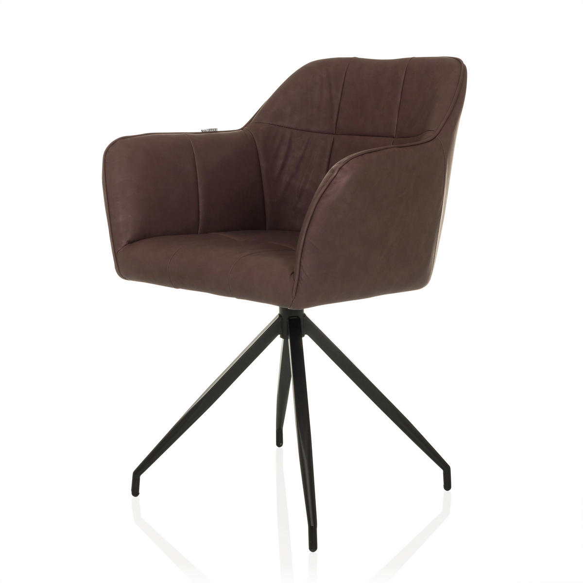 ARMLEHNSTUHL  in Lederlook  - Dunkelbraun/Schwarz, MODERN, Leder/Metall (61/90/56cm) - MID.YOU