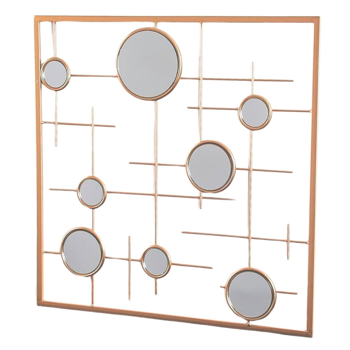 OGLEDALO ZIDNO 56 cm - zlatne boje, Basics, staklo/metal (56cm)