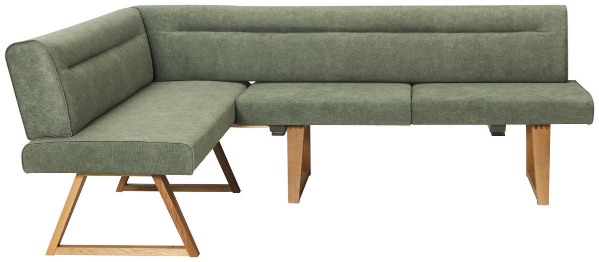 ECKBANK Holz, Textil Grün, Eichefarben  - Eichefarben/Grün, Konventionell, Holz/Textil (170/230cm) - Moderano