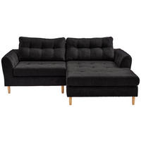 ECKSOFA Schwarz Chenille  - Buchefarben/Schwarz, Design, Holz/Textil (216/165cm) - Ti'me