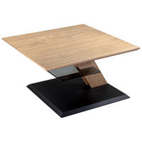 COUCHTISCH Wildeiche furniert, teilmassiv ESG 75/75/48-65 cm quadratisch Eiche Bianco, Anthrazit  - Eiche Bianco/Anthrazit, Natur, Glas/Holz (75/75/48-65cm) - Venda
