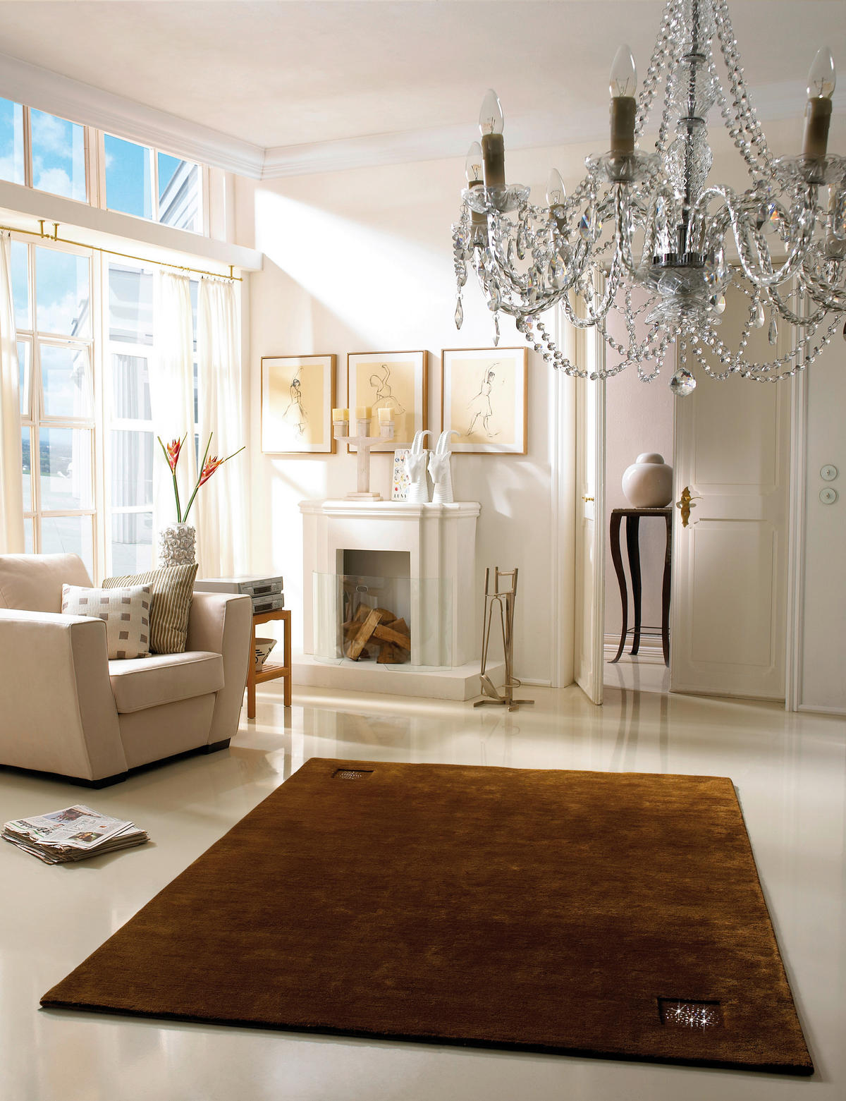 WOLLTEPPICH 170/240 cm Princess Svarowski Braun  - Braun, KONVENTIONELL, Textil (170/240cm) - Linea Natura
