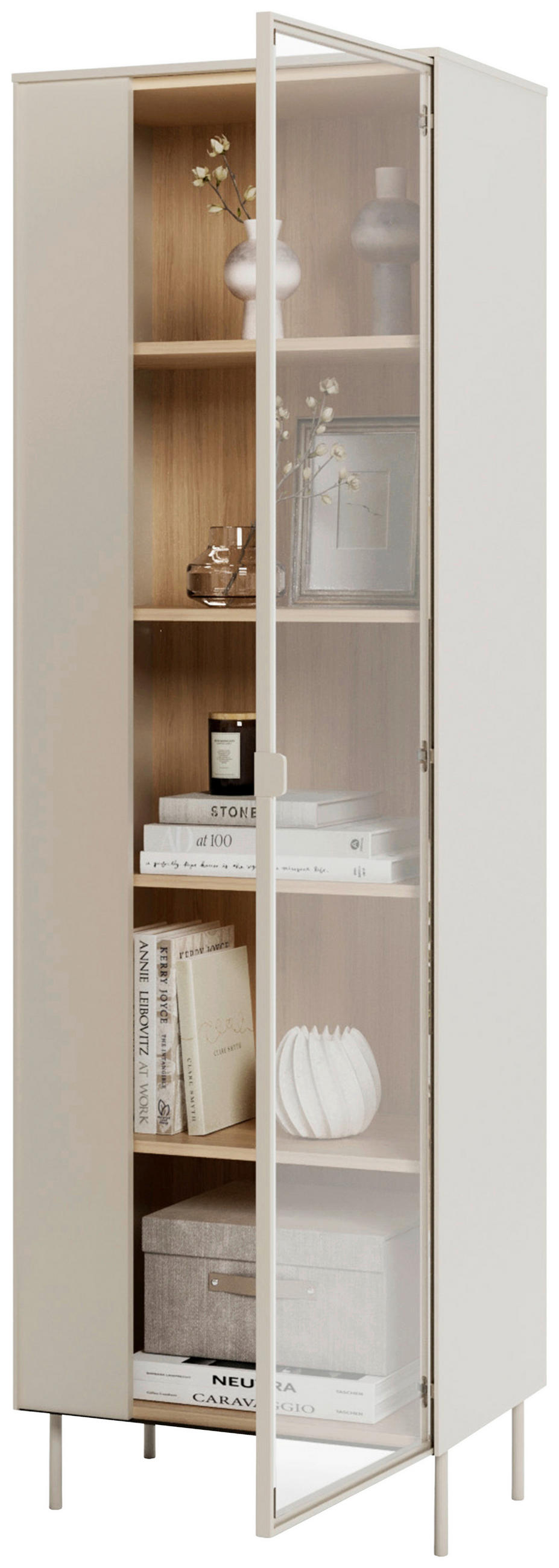 VITRINE Eichefarben, Kaschmir  - Kaschmir/Eichefarben, Modern, Glas/Holzwerkstoff (63/197/41cm) - Carryhome