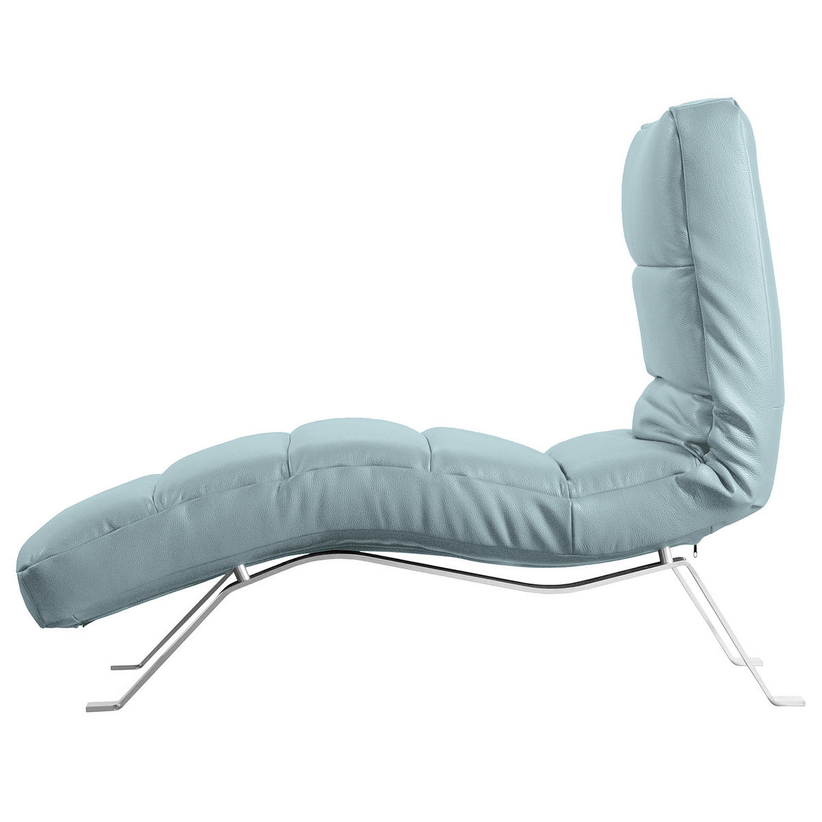 RELAXLIEGE in Echtleder Blaugrau  - Silberfarben/Blaugrau, Design, Leder/Metall (65/65-95/171cm) - Livetastic