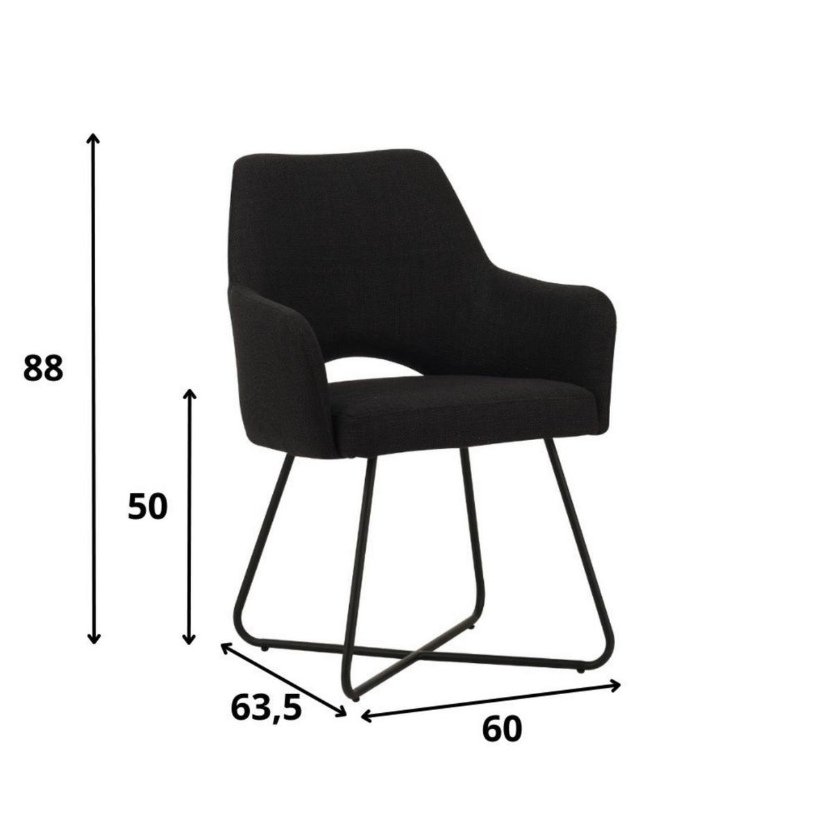 ŽIDLE S PODRUČKAMI, tkaná látka, černá - černá, Moderní, kov/textil (60/88/63,5cm) - MID.YOU