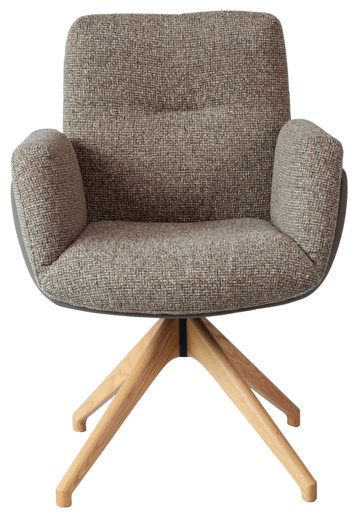 ARMLEHNSTUHL  Sitzfläche 360° drehbar, automatische Rückholfunktion Webstoff  Eichefarben, Graubraun  - Eichefarben/Graubraun, Design, Holz/Textil (62/89/66,5cm) - Johann Jakob