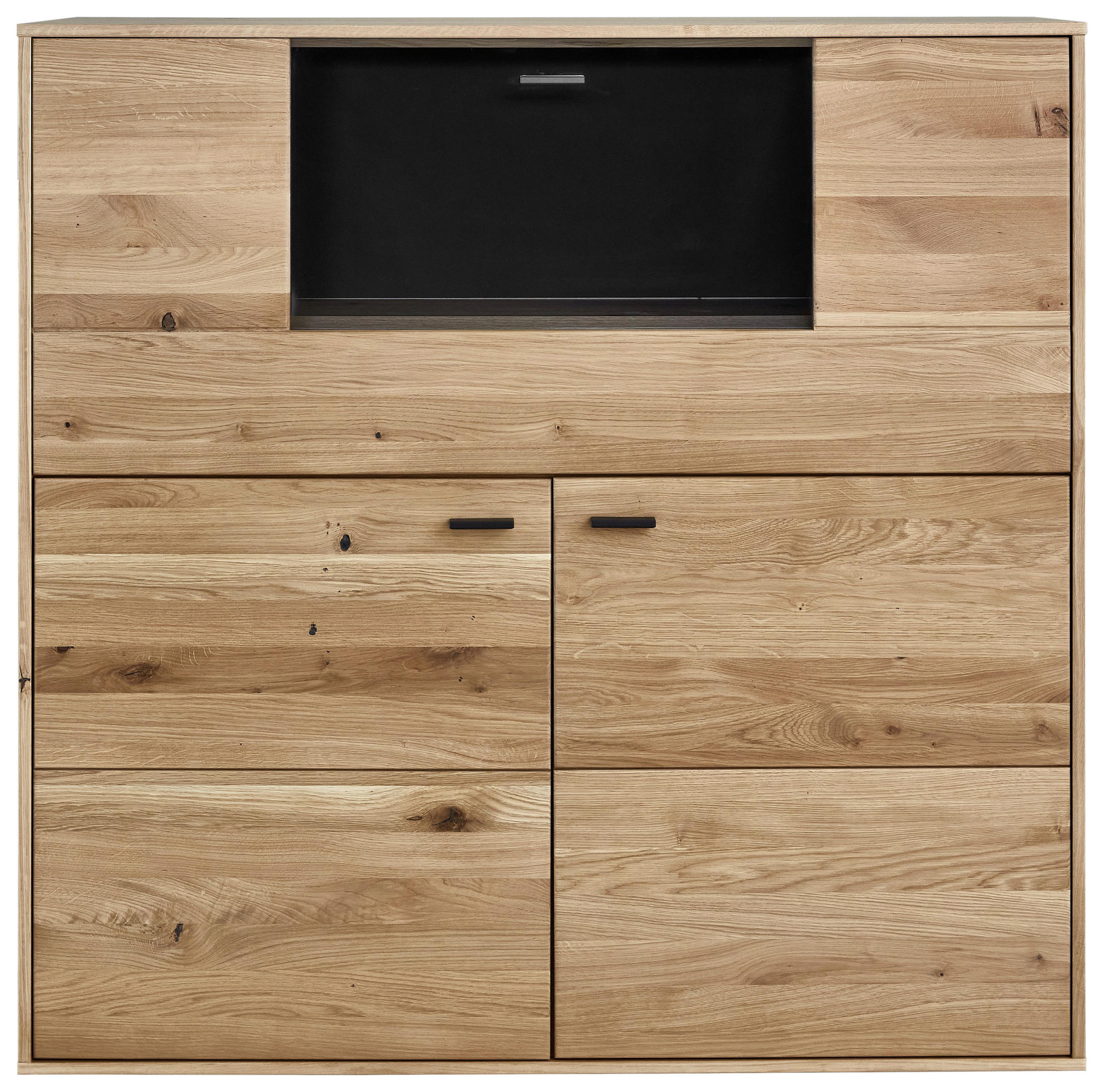 HIGHBOARD  in 123/123/37 cm  - Eichefarben/Anthrazit, KONVENTIONELL, Glas/Holz (123/123/37cm) - Musterring