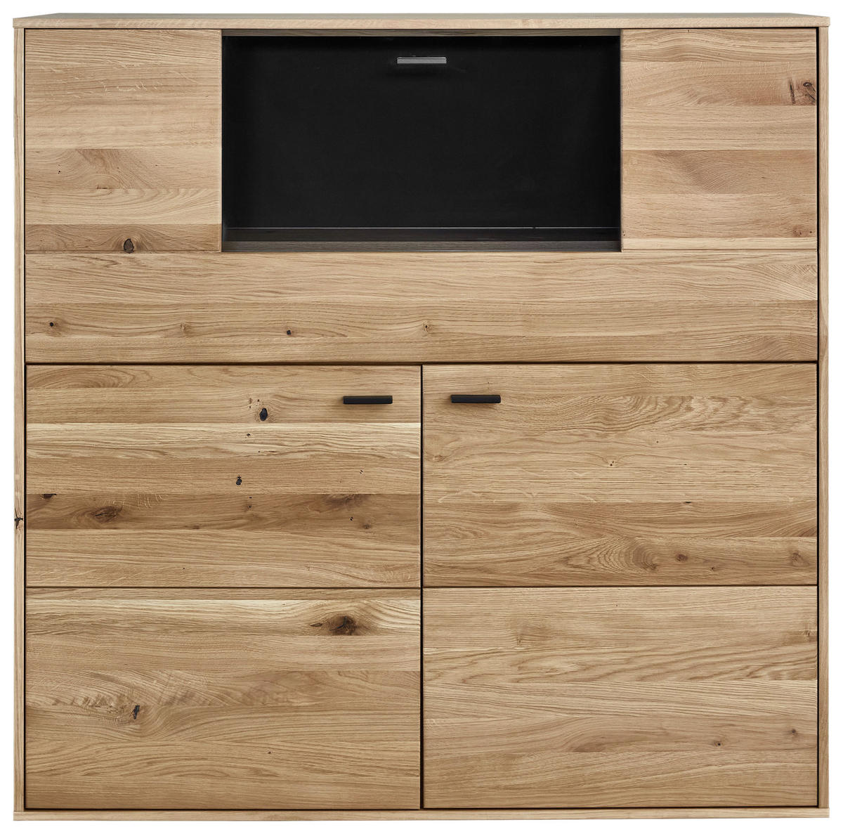 HIGHBOARD  in 123/123/37 cm  - Eichefarben/Anthrazit, KONVENTIONELL, Glas/Holz (123/123/37cm) - Musterring