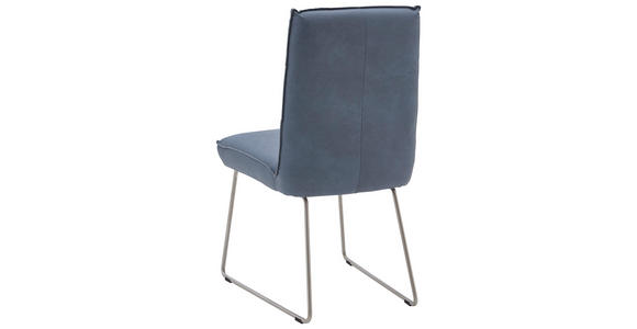 STUHL  in Echtleder pigmentiert Leder  - Edelstahlfarben/Blaugrau, Design, Leder/Metall (59/93/59cm) - Dieter Knoll