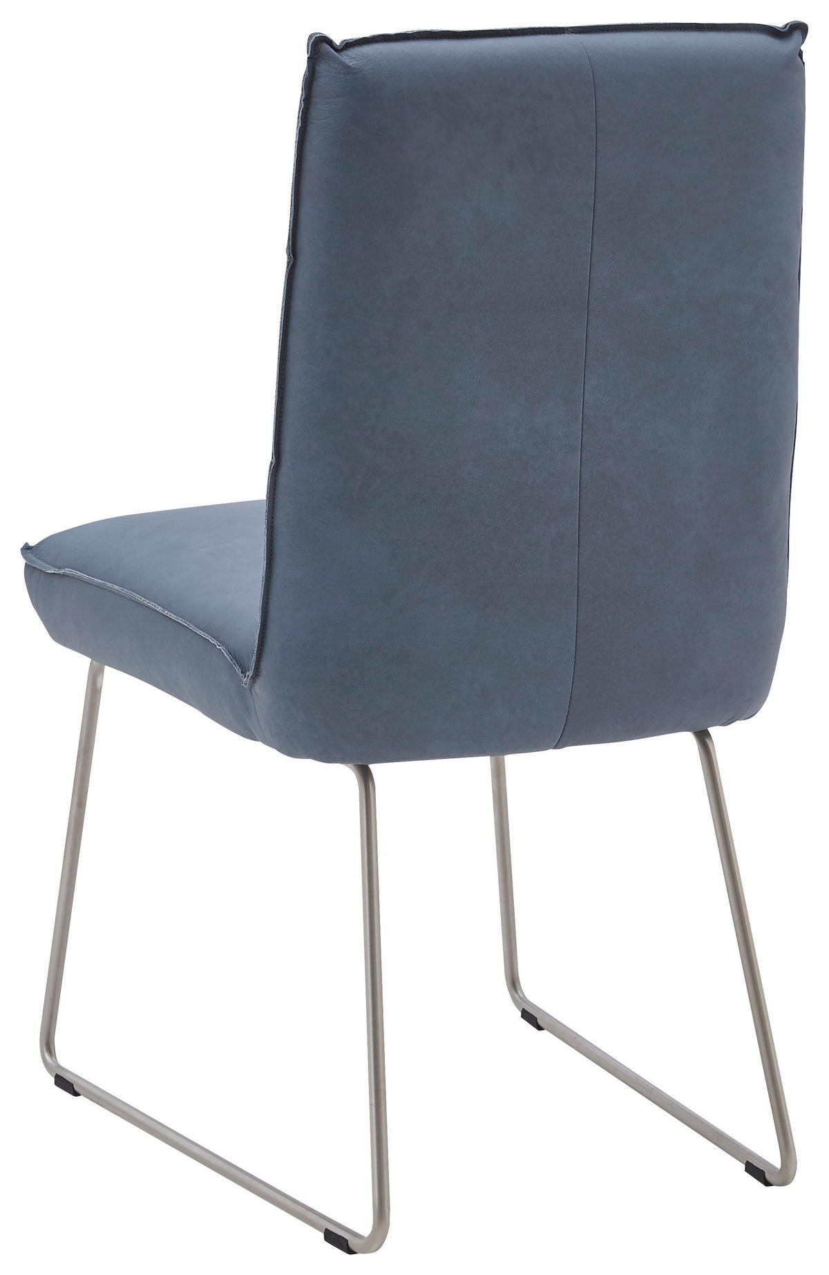 STUHL Echtleder Blaugrau  - Edelstahlfarben/Blaugrau, Design, Leder/Metall (59/93/59cm) - Dieter Knoll