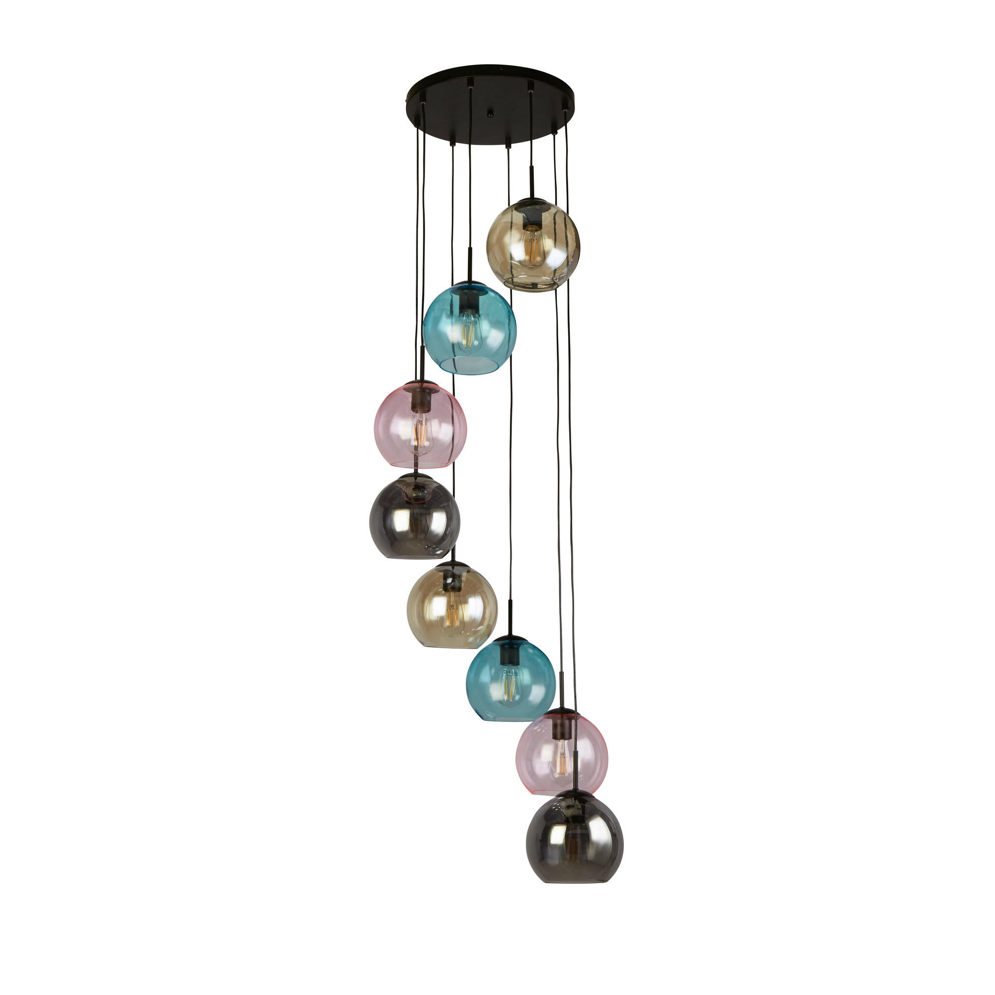 VISEČA SVETILKA  Mardi Gras      54/200 cm     60 W E27 - barve šampanjca/modra, Design, kovina/steklo (54/200cm)