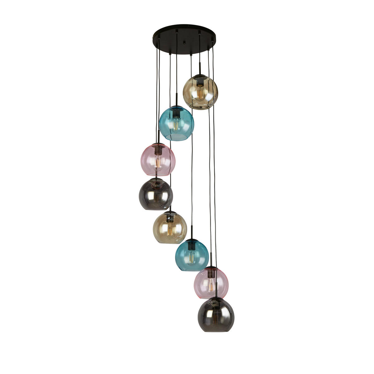 VISEČA SVETILKA  Mardi Gras      54/200 cm     60 W E27 - barve šampanjca/modra, Design, kovina/steklo (54/200cm)
