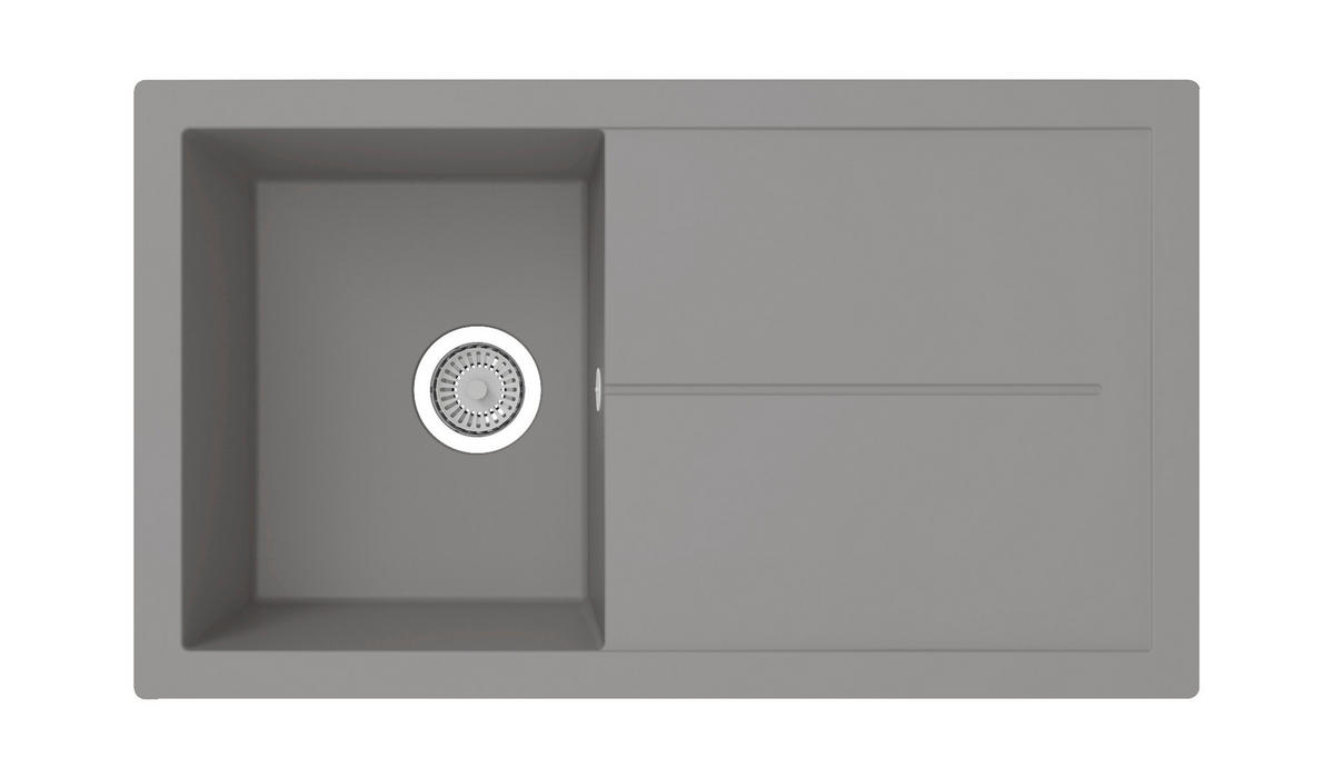 SPÜLE 17501000860500701-83  - Grau, Basics, Glas/Kunststoff (86/21,4/50cm) - Respekta