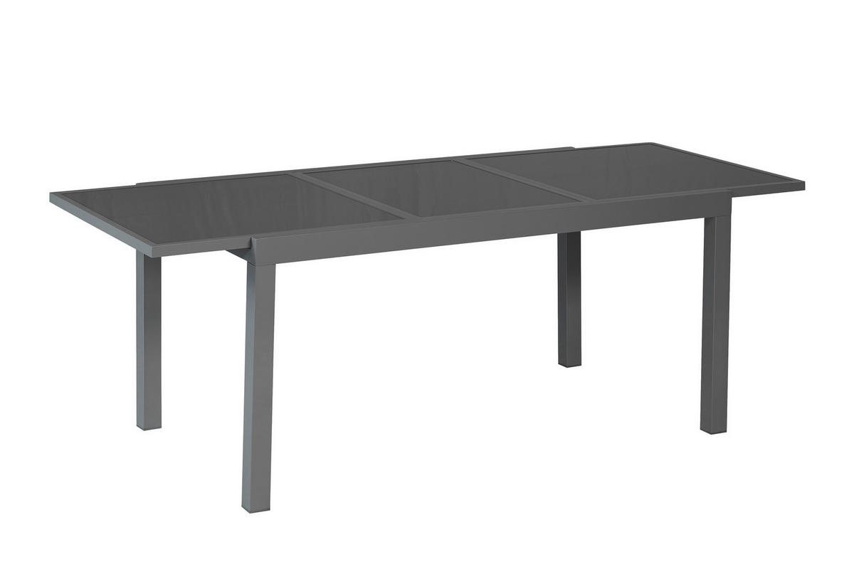 GARTENTISCHGRUPPE  - Graphitfarben/Grau, KONVENTIONELL, Glas/Textil - Gardenson