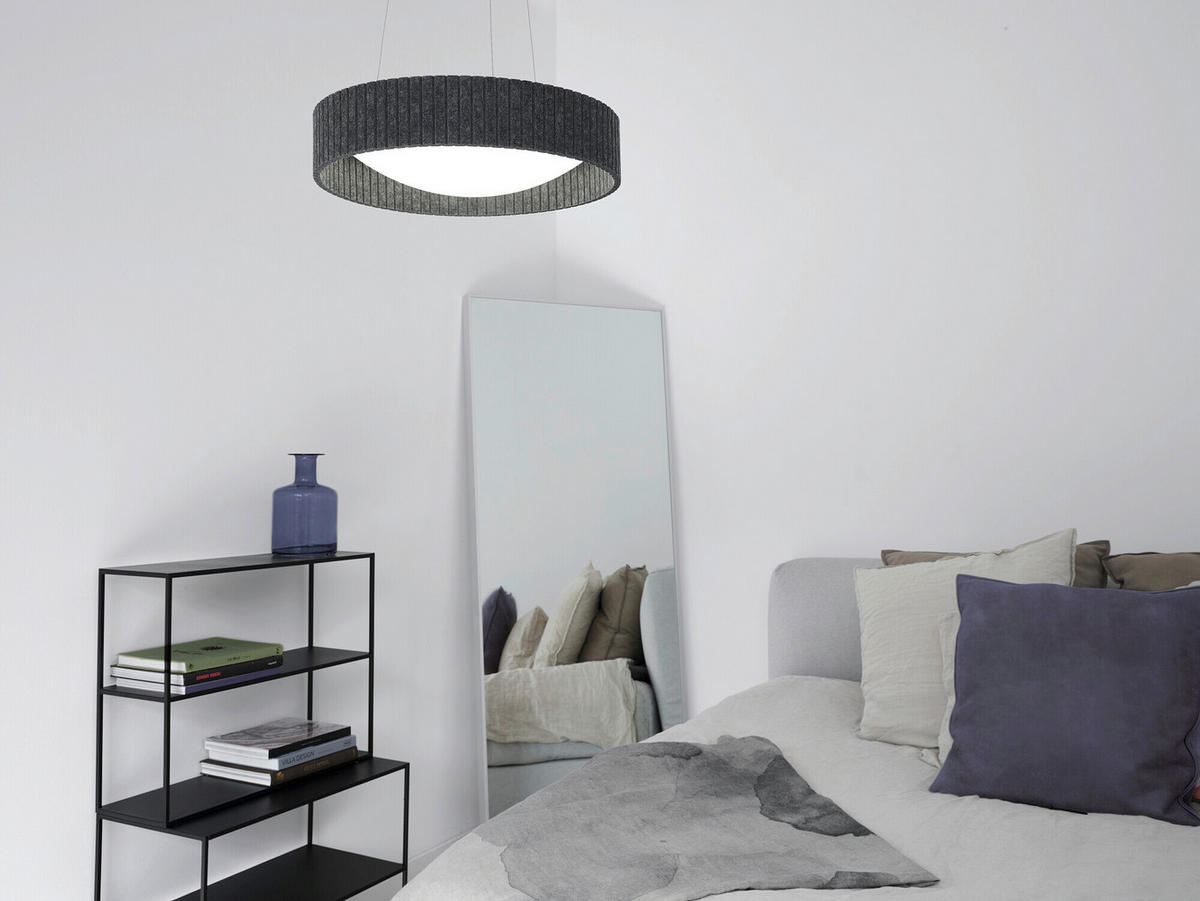 LED-PENDELLEUCHTE 50/150 cm  - Dunkelgrau, Design, Kunststoff/Textil (50/150cm) - Osram